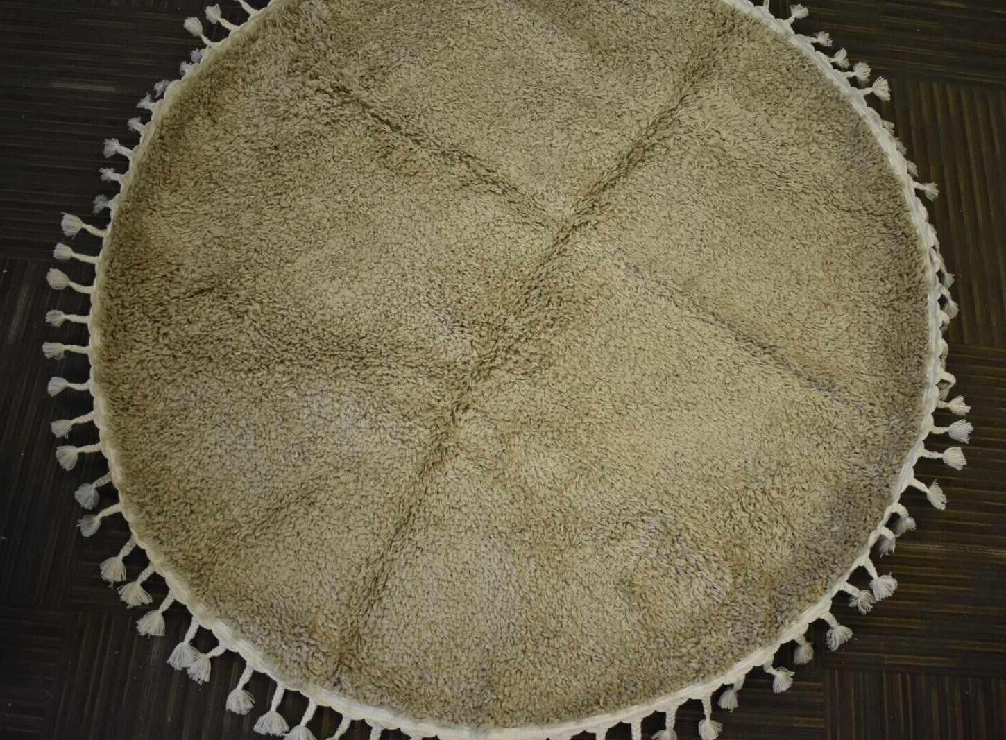 NuLoom Belleza 5′ Round Area Shag Rug Tassel End Beige Circle Decor KKBL01D