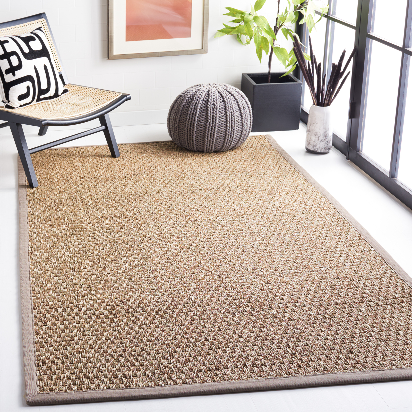 Safavieh Power Loomed Natural Fiber Collection Natural/Grey Area Rugs – NF114P