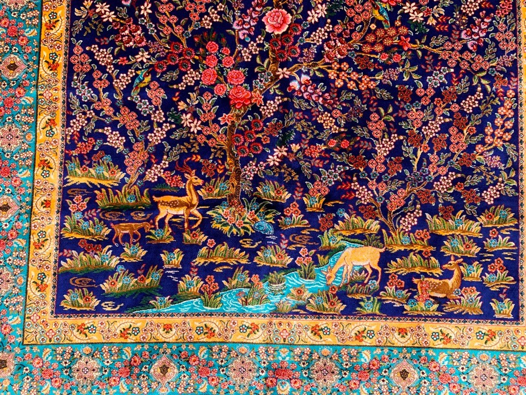 4×6 ft Luxury Silky Rugs Floral Bedroom Birds Fly Rug Silk Tribal Home Decor Rug