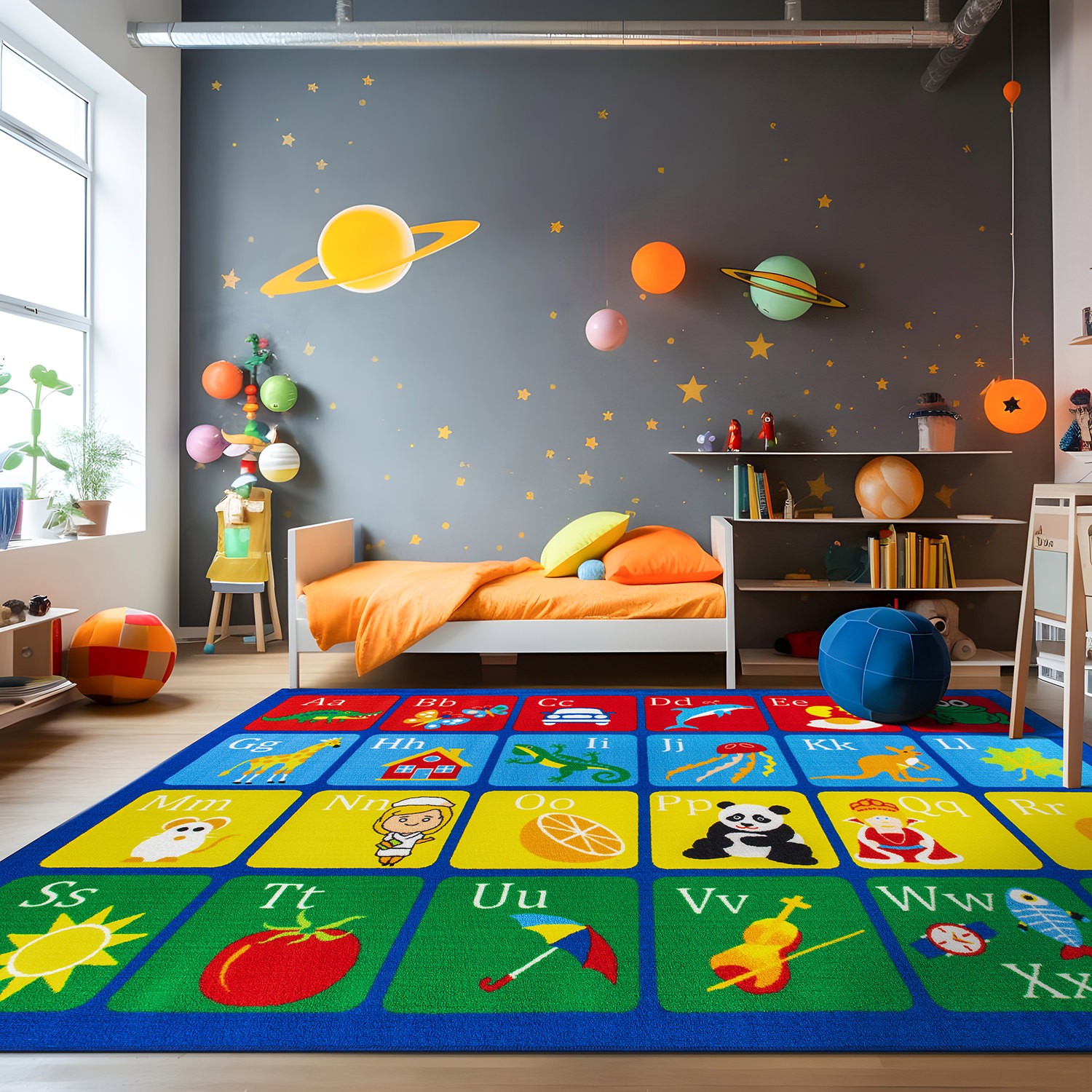 Rugs for Kids Room Kids Alphabet Educational Learning Non Slip Kids Area Rug 5×7