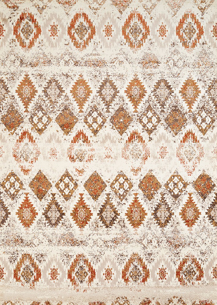 Ivory Half-Brick Diamond Faded Floral Area Rug 3001-00597 – Aprx 5′ 3″ x 7′ 2″