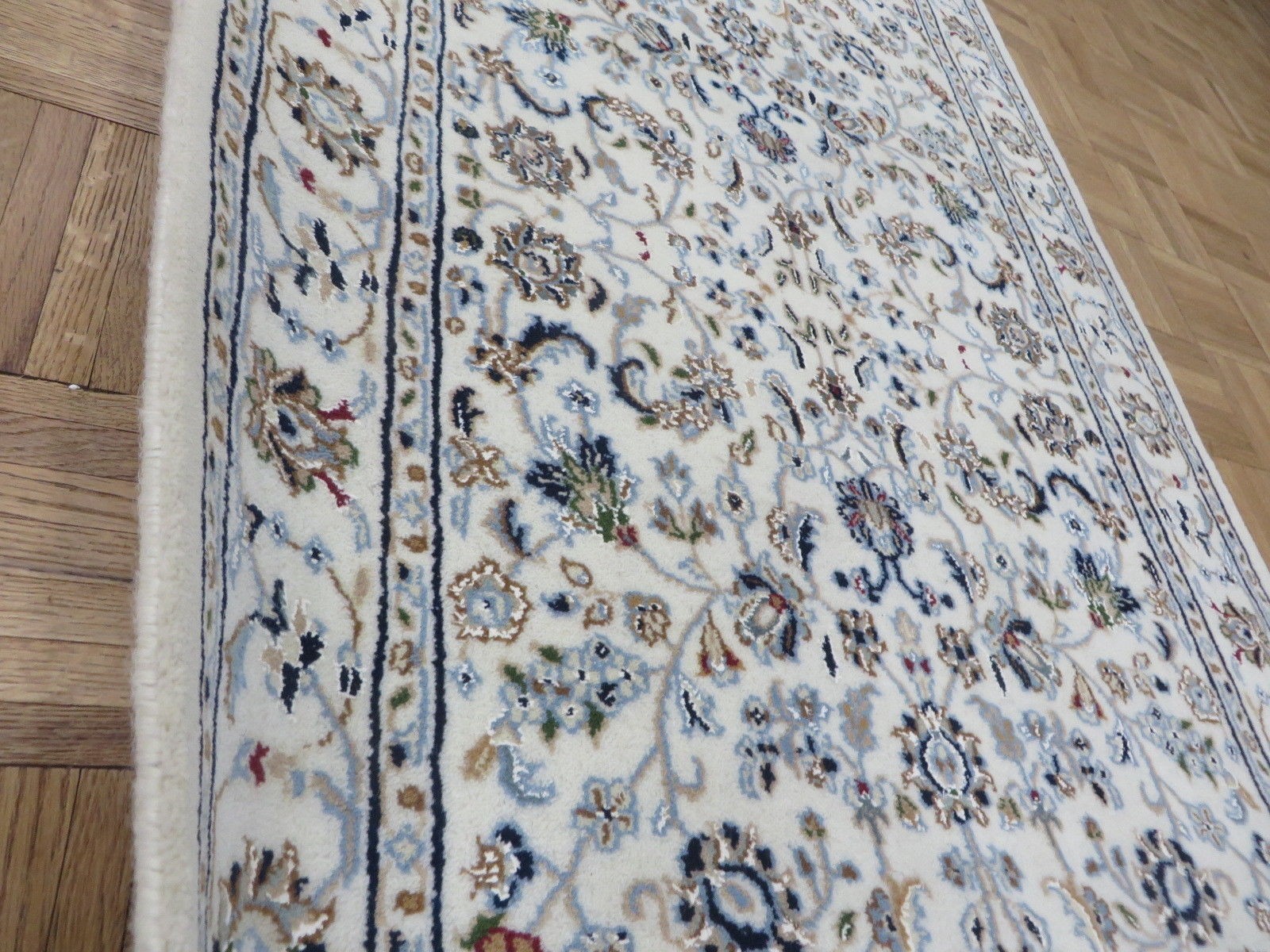 2’8 x 19’10 Hand Knotted Ivory Nain All Over Design Runner Rug With SIlk G16152