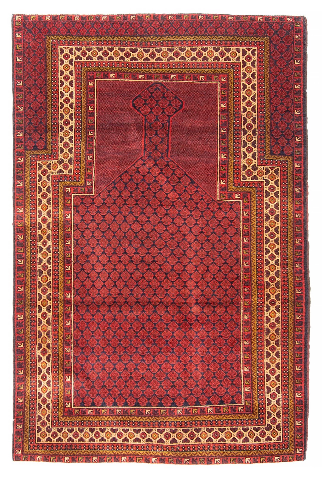 Vintage Hand-Knotted Area Rug 3’4″ x 5’3″ Traditional Oriental Wool Carpet