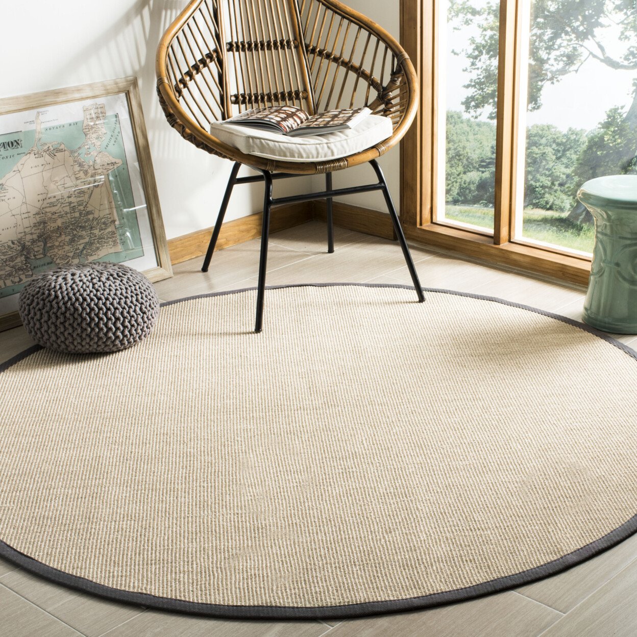 SAFAVIEH Natural Fiber NF131B Natural /Dark Grey Rug