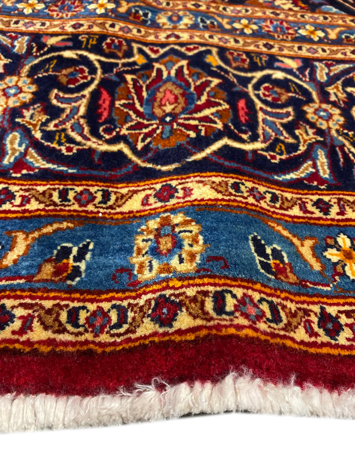 8 x 11.8 Perrsian Kashaan Rug Red Blue Traditional #F-6990