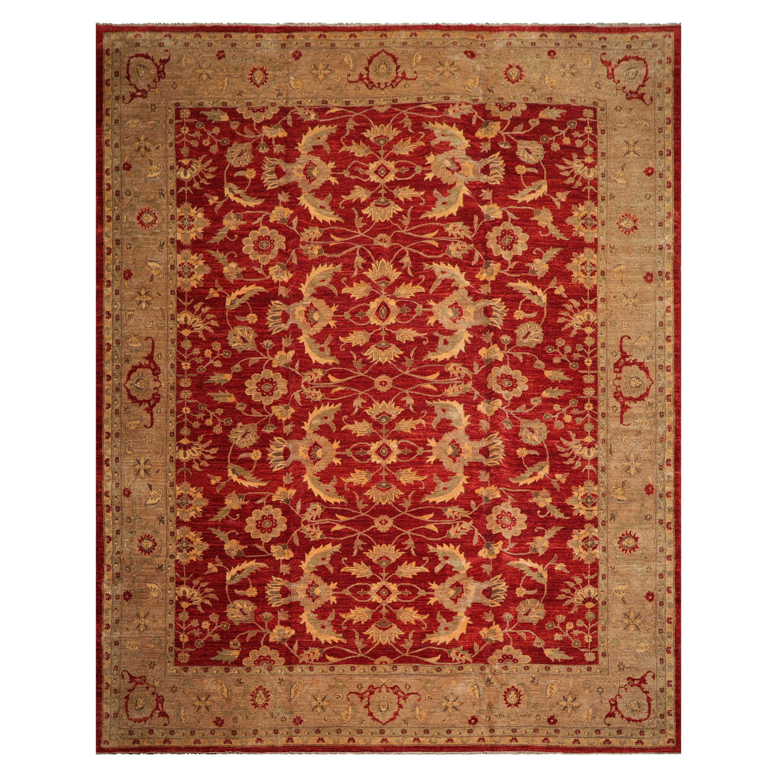 LoomBloom 12’x15’9″ Red Hand-Knotted Peshawar Mahal 200 KPSI Wool Rug