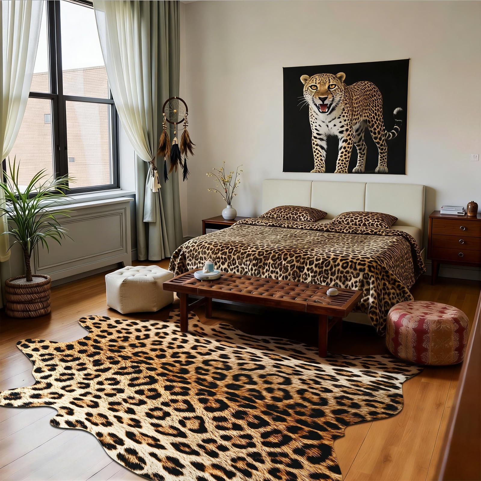 Leopard Rug,55x62Inch Cheetah Rugs for Living Room