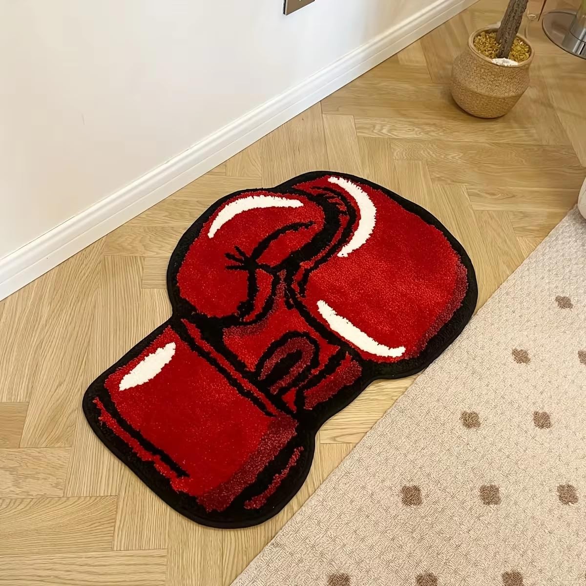 Boxing Gloves Tufted Rugs Gym Rug Indoor Home Decoration Gifts Accent Round T…