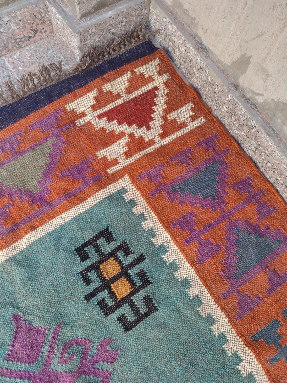 Handwoven Wool Jute Kilim Rug – Boho Area Rug, Rustic Living Room Carpet, Natura