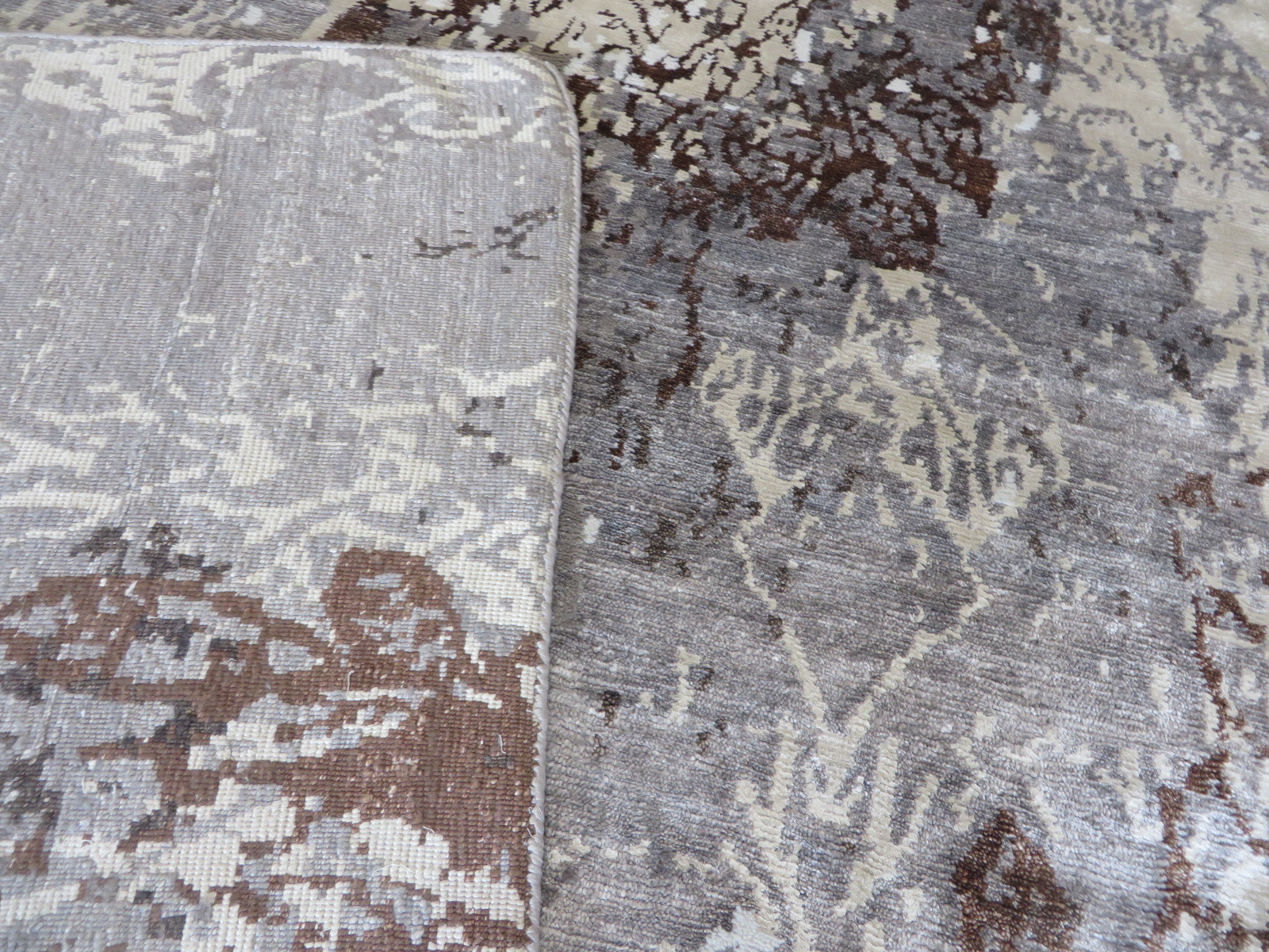 6 X 9 Hand Knotted Gray Modern Abstract Oriental Rug With Silk G4185