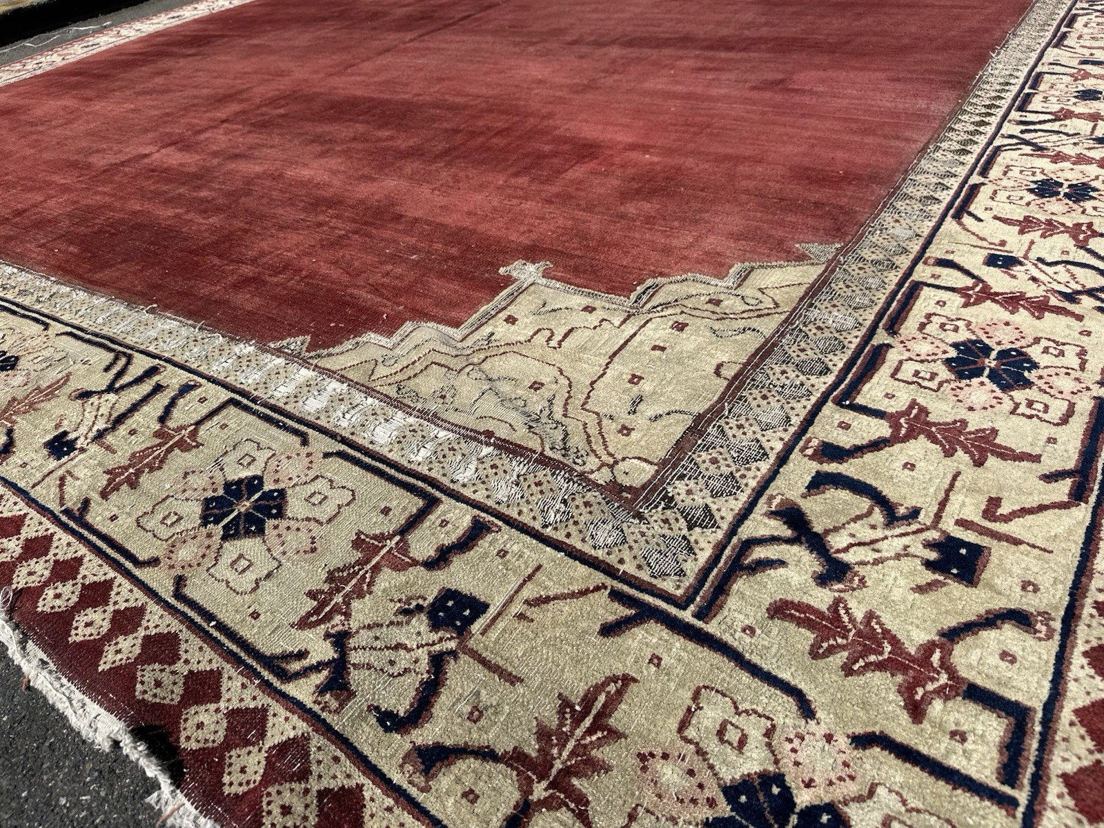 Auth: 19th C Antique Agra Rug Elegant Unique Sophisticated Decor Brick 12×17