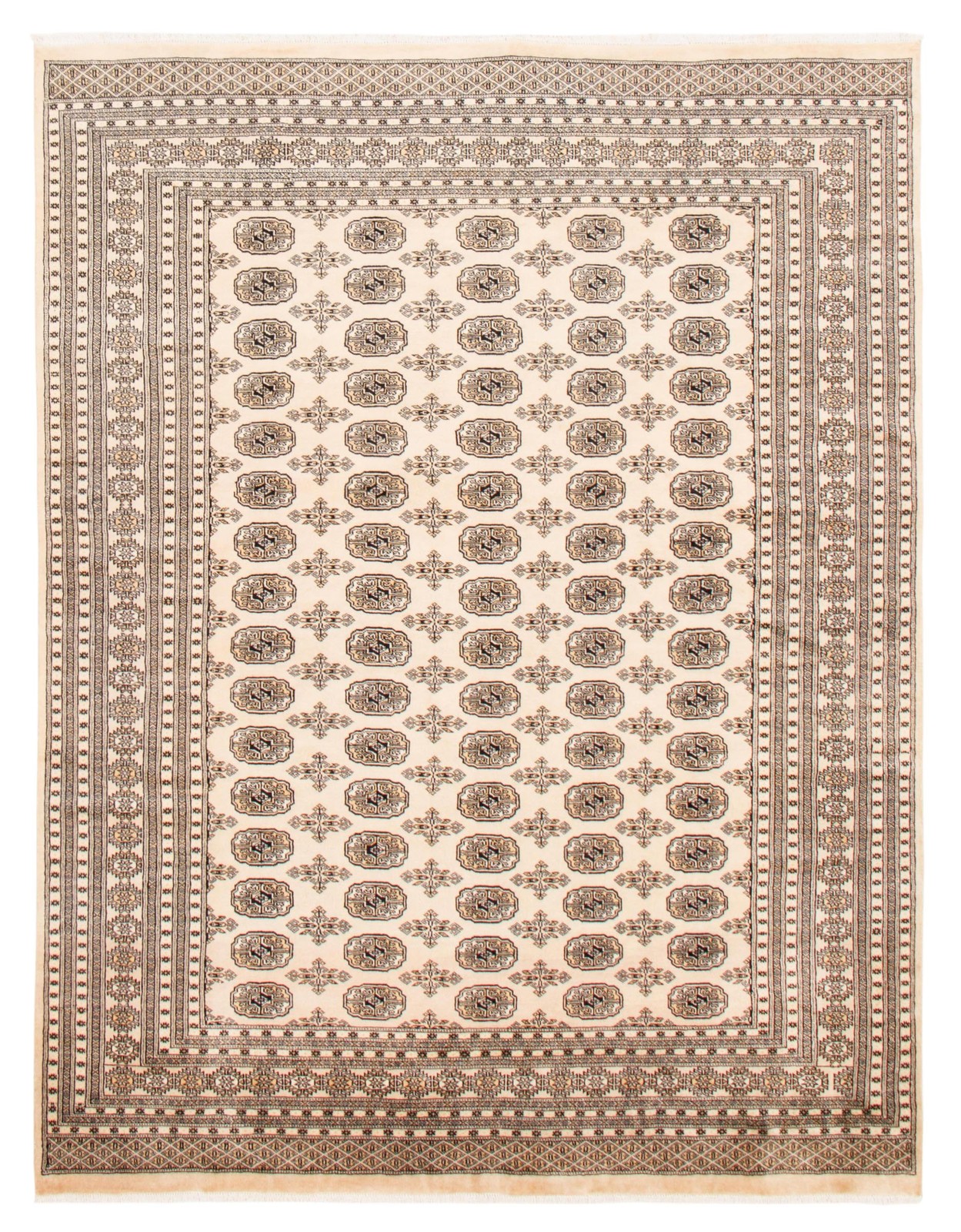 Traditional Ivory Hand-knotted Area Rug 7’10” x 10’0″ Oriental Wool Carpet