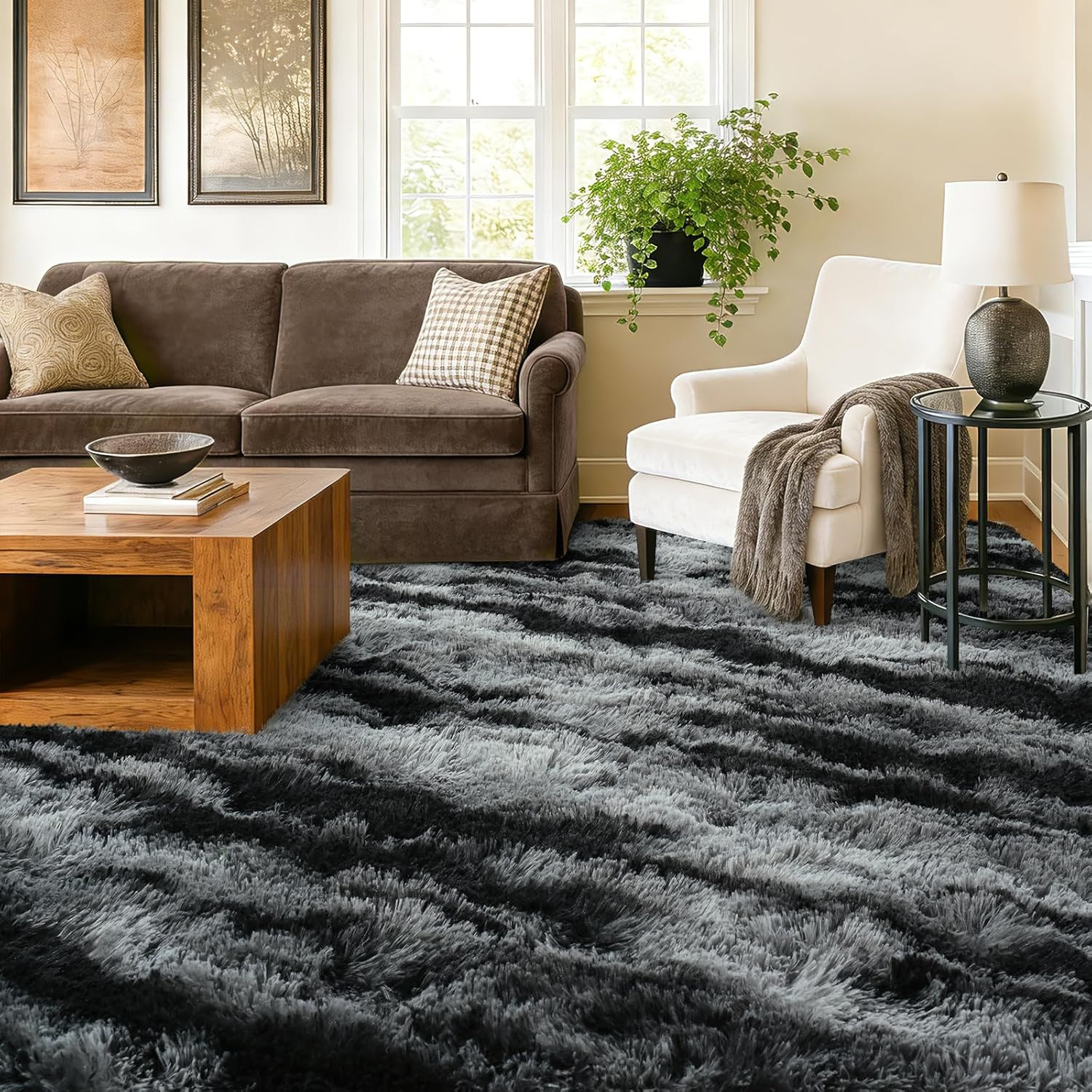 9X12 Extra Large Area Rugs for Living Room, Black