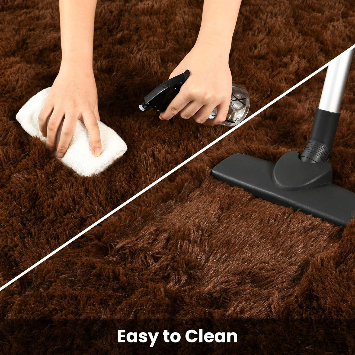3×5 Fluffy Shag Area Rug Coffee Brown Soft Plush Non Slip Bedroom Floor Carpet