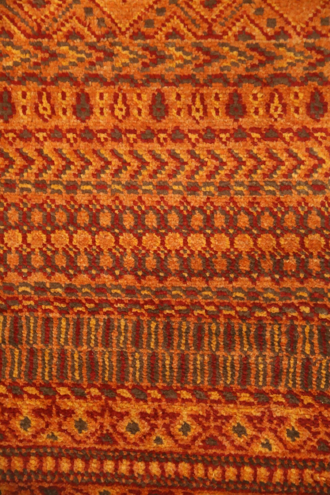3×5 Feet Orange Afghan Hand Knotted Geometric Authentic Wool Area Rug