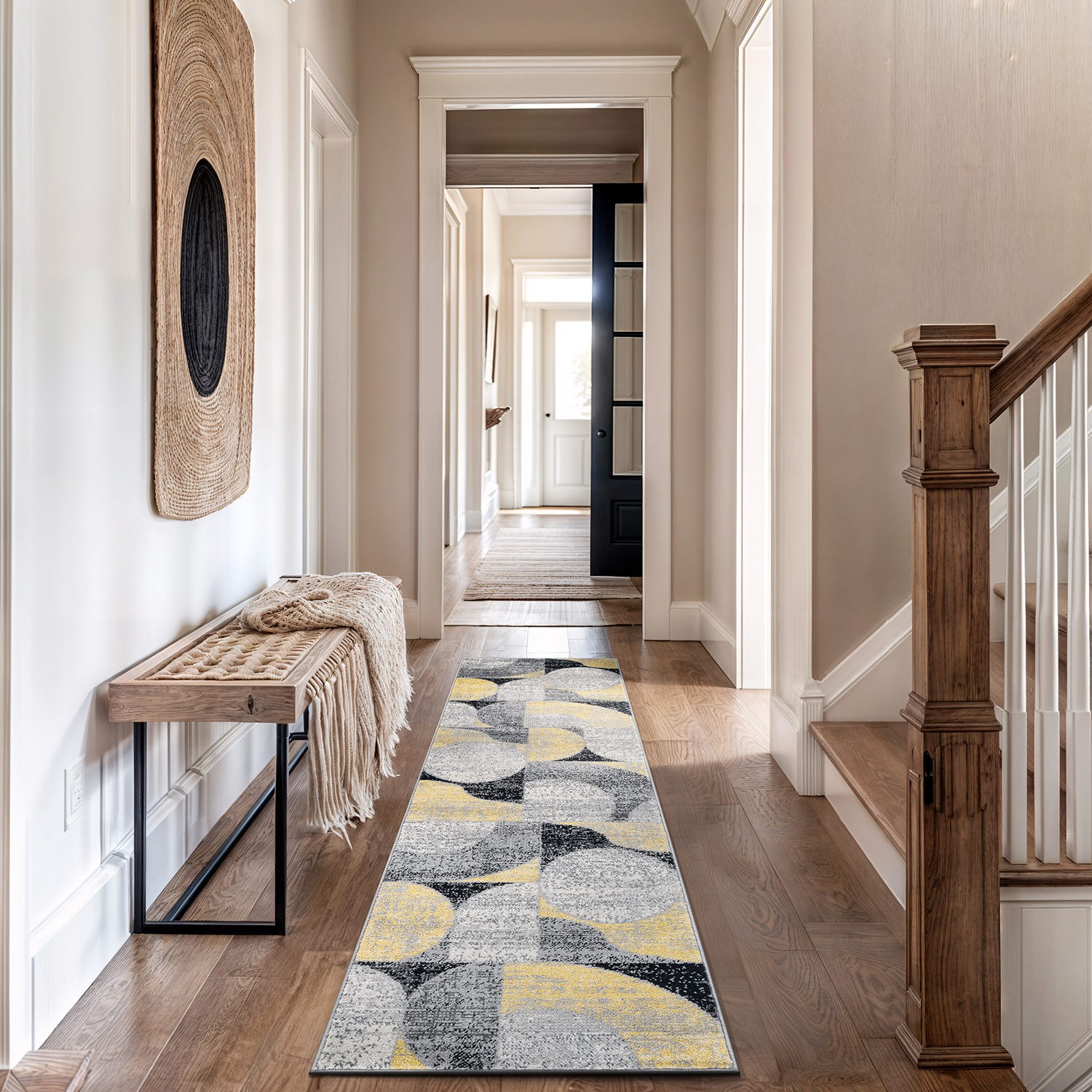 Rugshop Rugs Runners Geometric Design Hallway Rugs Bedroom Rug Yellow Rugs 2×7