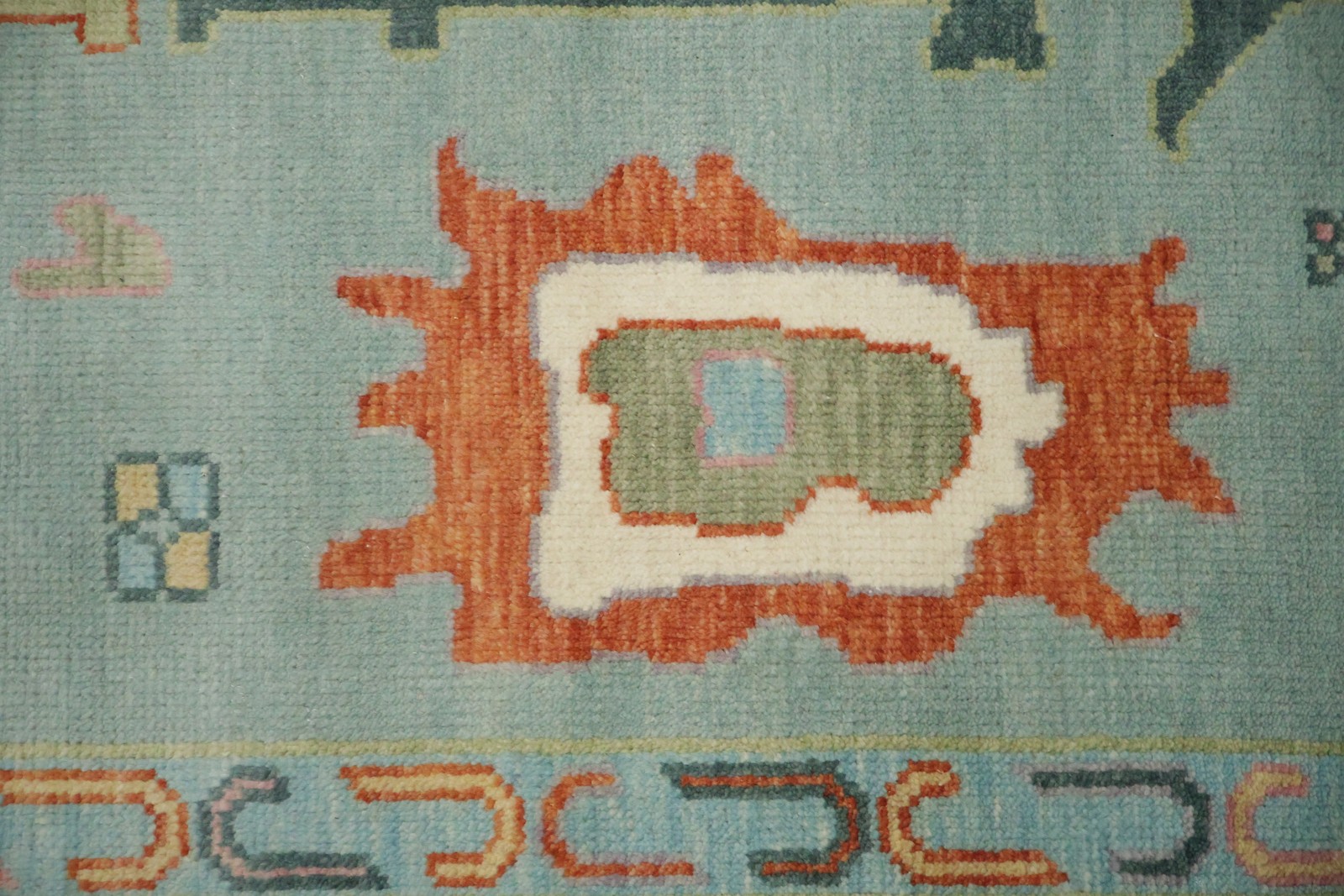 Traditional Teal Blue Oushak Area Rug 9×12 Ft Handmade Wool Carpet Oriental Rug