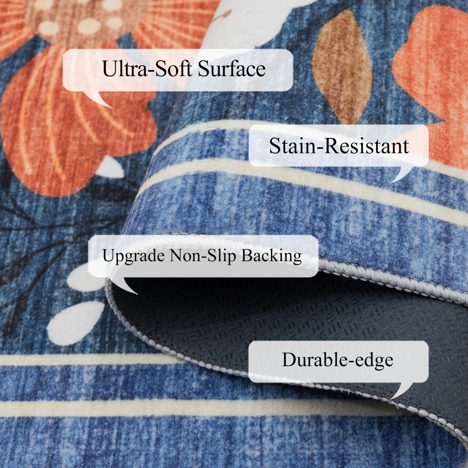 Area Rugs Floral, Non-Slip Machine Washable Wear-Resistant, Ultra Soft for Li…