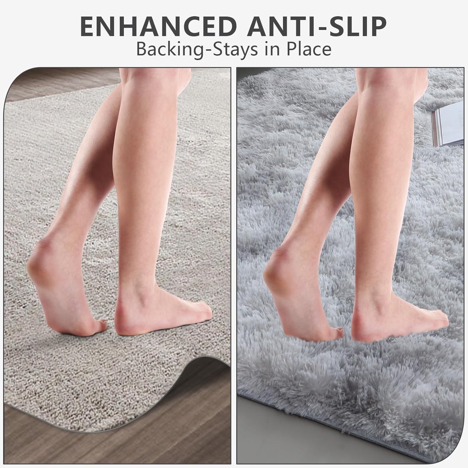 Shag Area Rug 4×6 Ultra Soft Fluffy Tie-Dye Grey Non-Slip Bedroom Living Room
