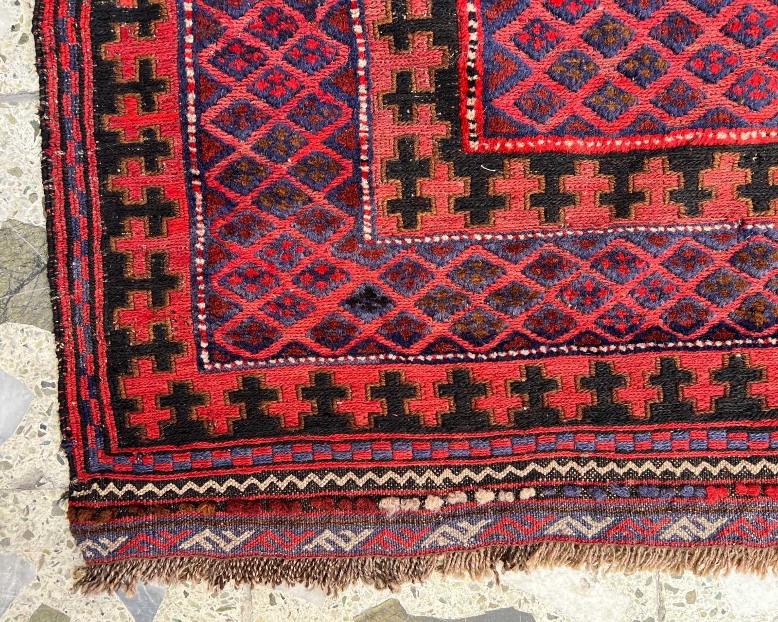 Afghan Mashwani Kilim 3×4 Square Vintage Wool Tribal Geometric Oriental Boho Rug