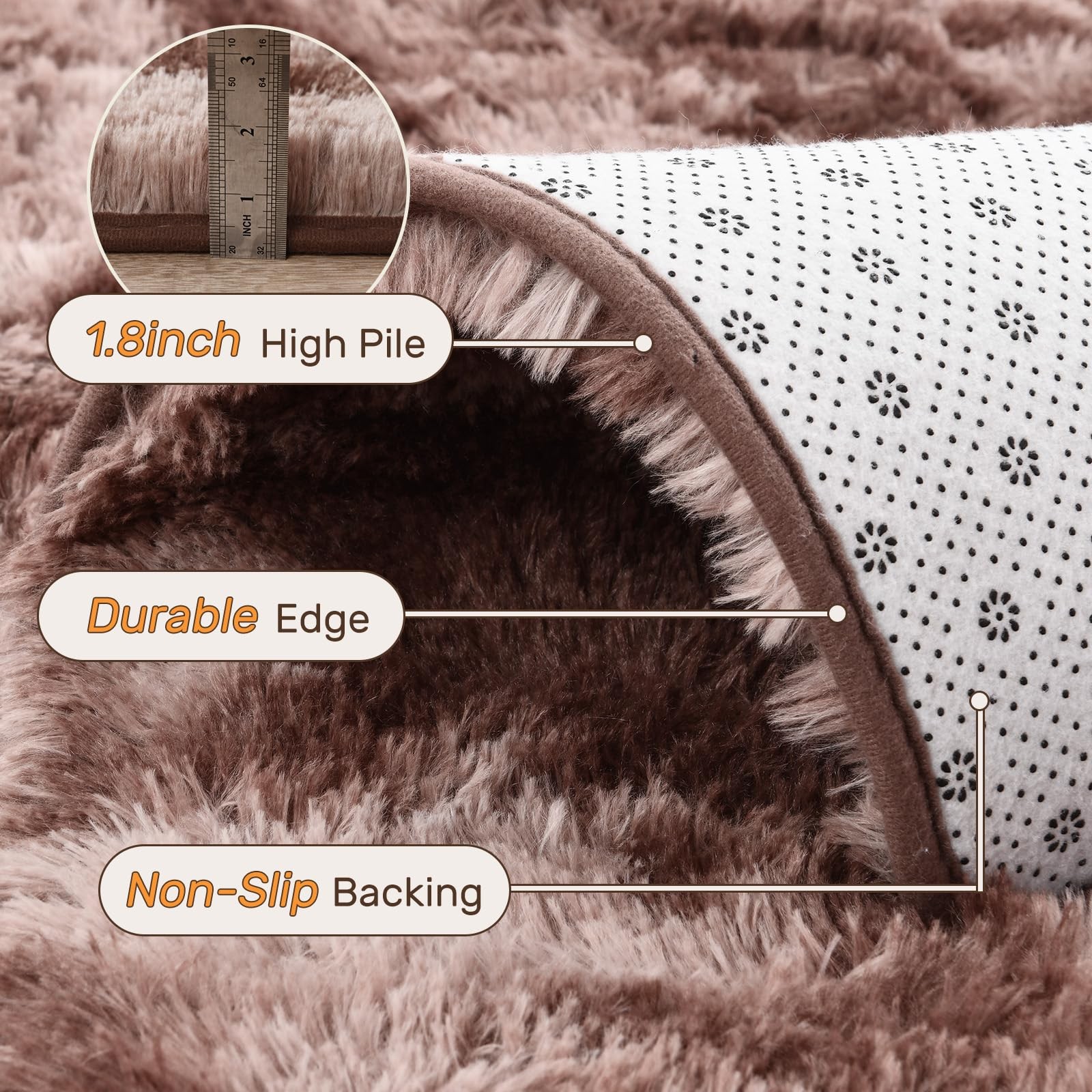 LòUtiroot Home 8X10 Area Rugs For Living Room Brown Fluffy Fur Bedroom