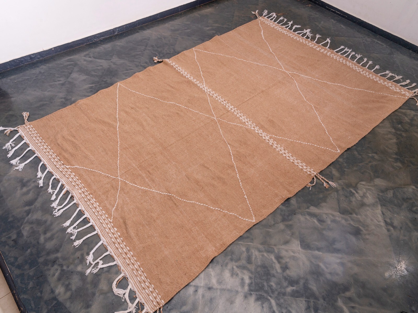 7×10 Moroccan Handmade Beige Area Rug Kilim Living Room Cotton Berber rug carpet