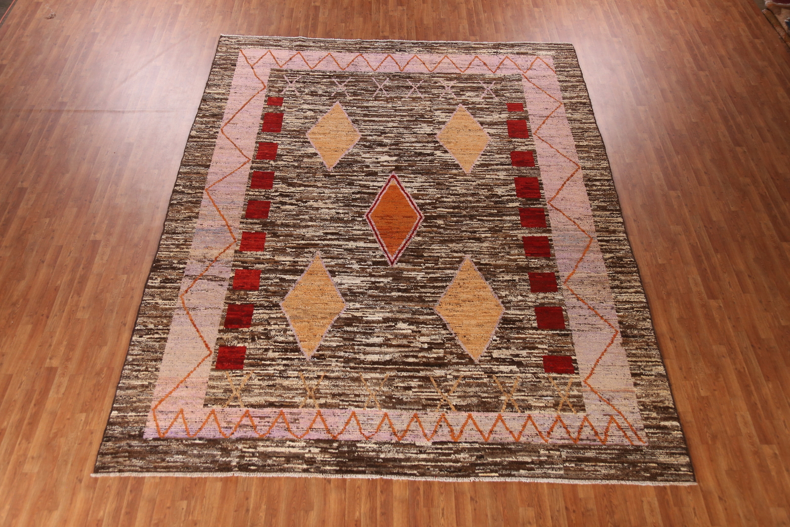 Unique Luxury Hand-Knotted Moroccan Brown Living Room Large Rugs 11×13 ft