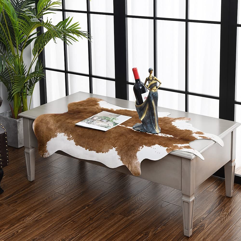 Cowhide Rug, Cute Cow Print Rug for Living Room Faux Cow Hide Animal Print Ca…