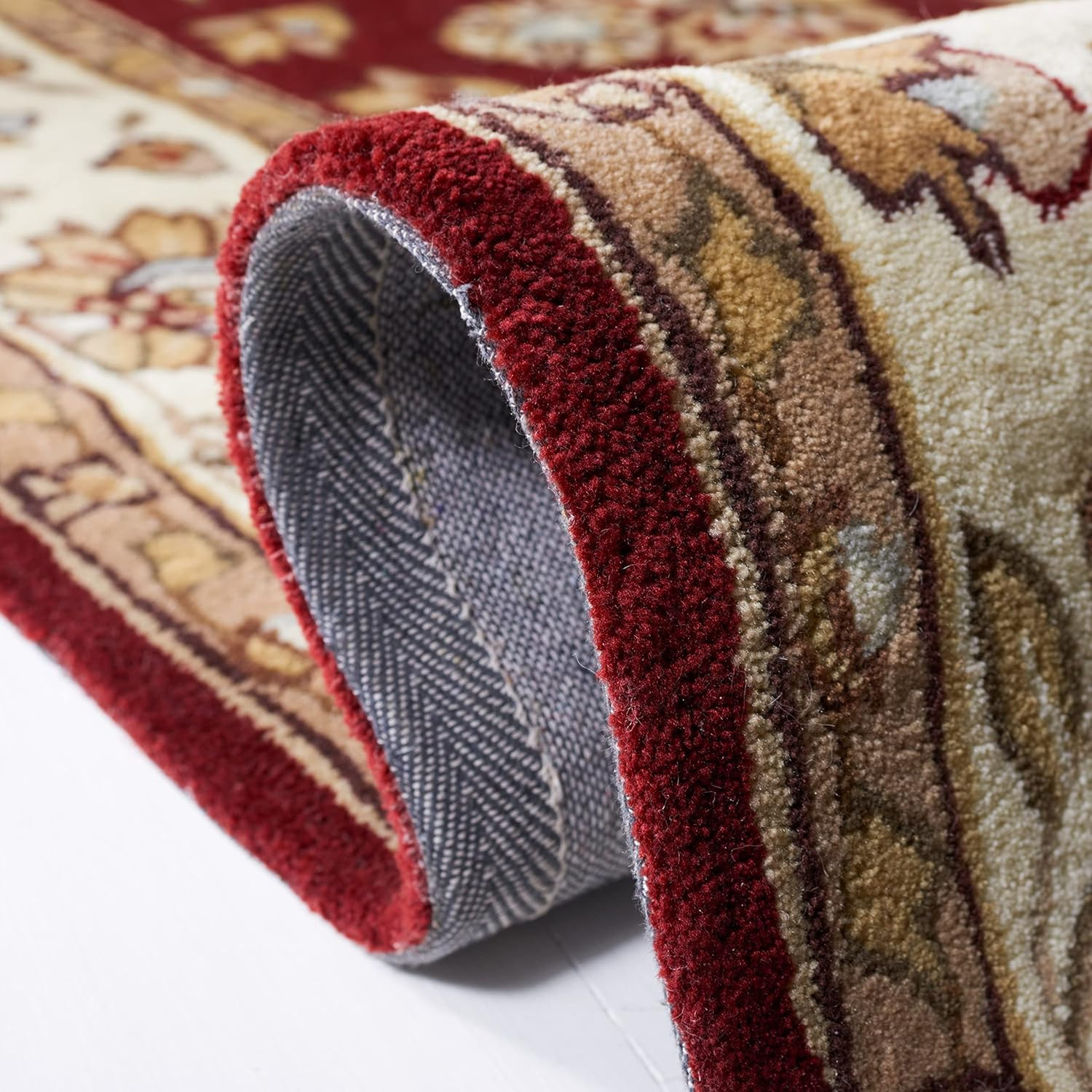 Burgundy & Ivory Hand-Hooked Accent Rug – 3′ X 5′, Easy Care, Non-Shedding