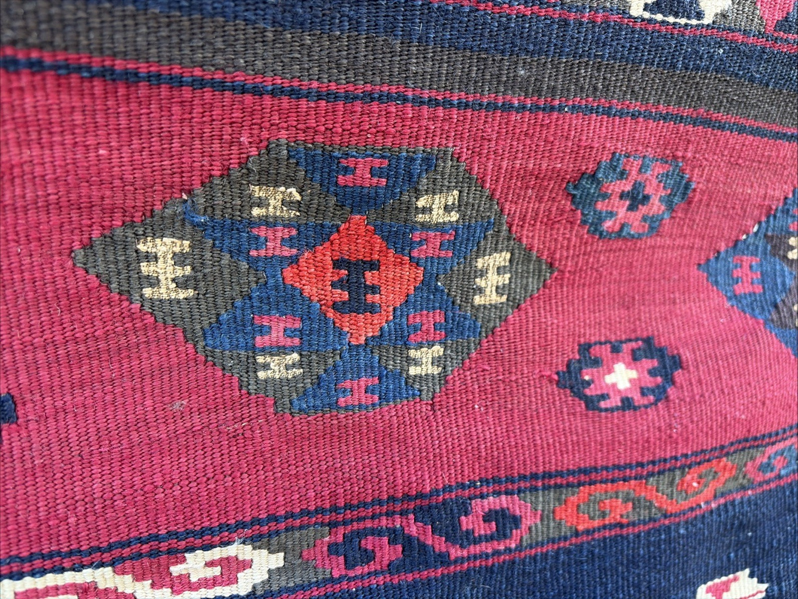 Auth: 19th C Yuruk Kurdish Kilim Drapery Hanging Wool & METAL 60×72