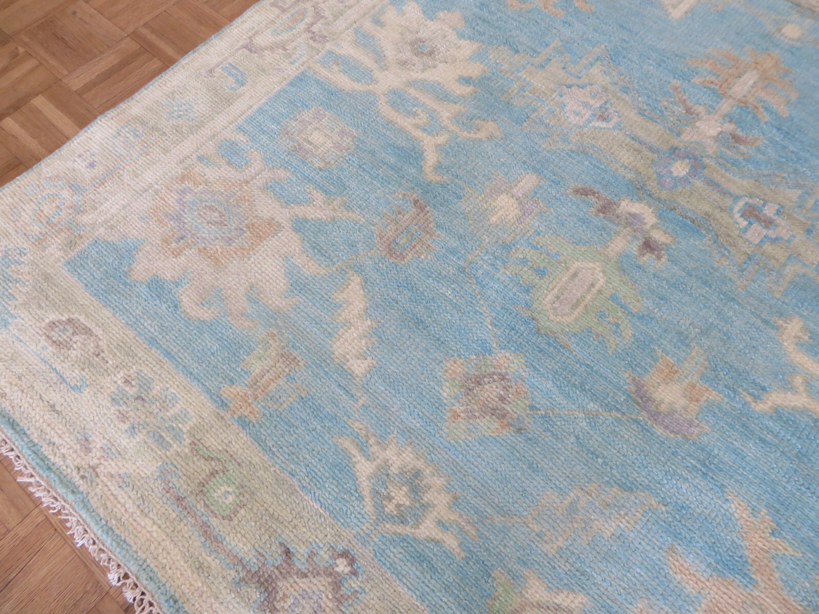 5’6 x 7’10 Hand Knotted Sky Blue Funky Oushak Oriental Rug G15256