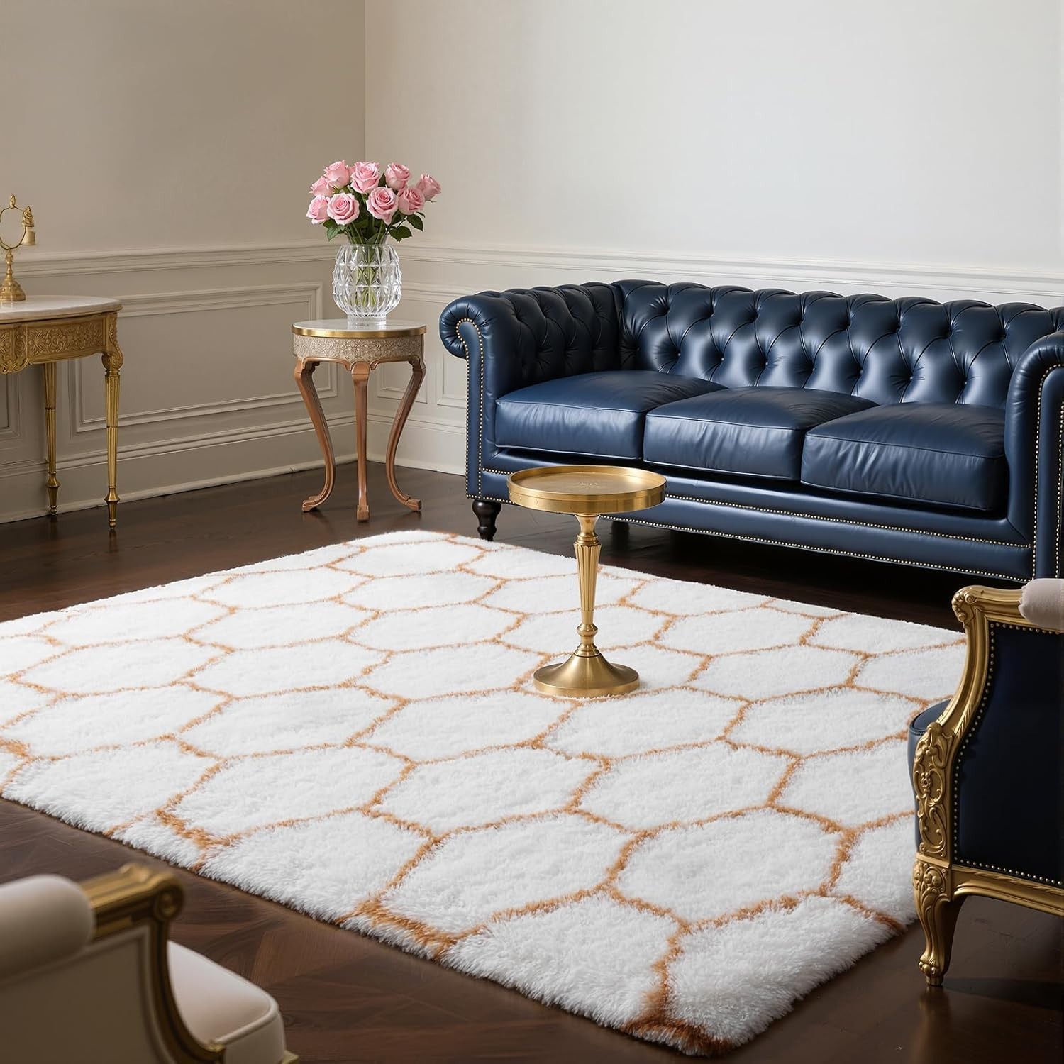 Large 5×8 Area Rug for Living Room Bedroom Fuzzy Plush Microfiber Non-Slip Kh…