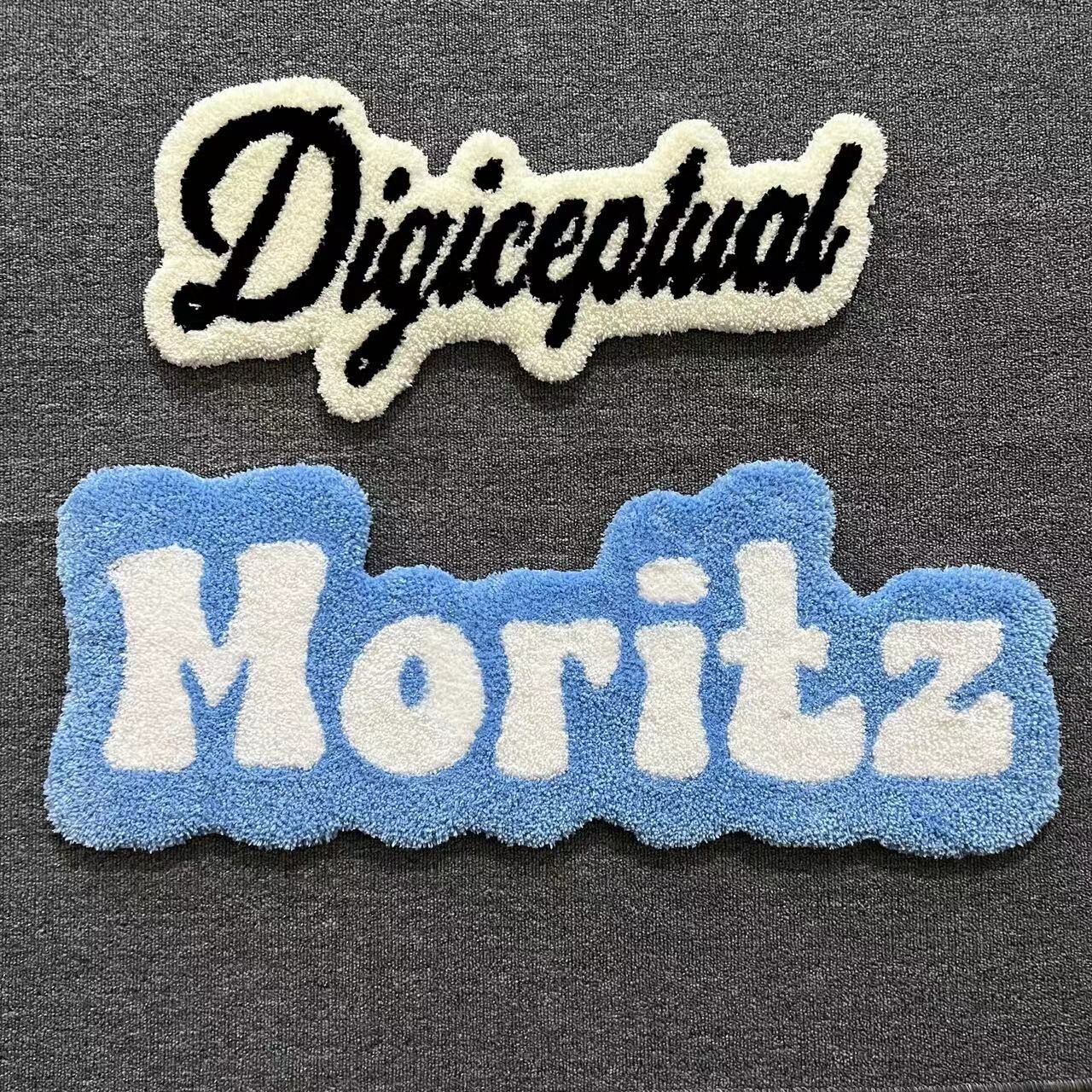 Custom Name Tag Tufted Rug Design | Personalized Shape Anime Hand Tufted Rug