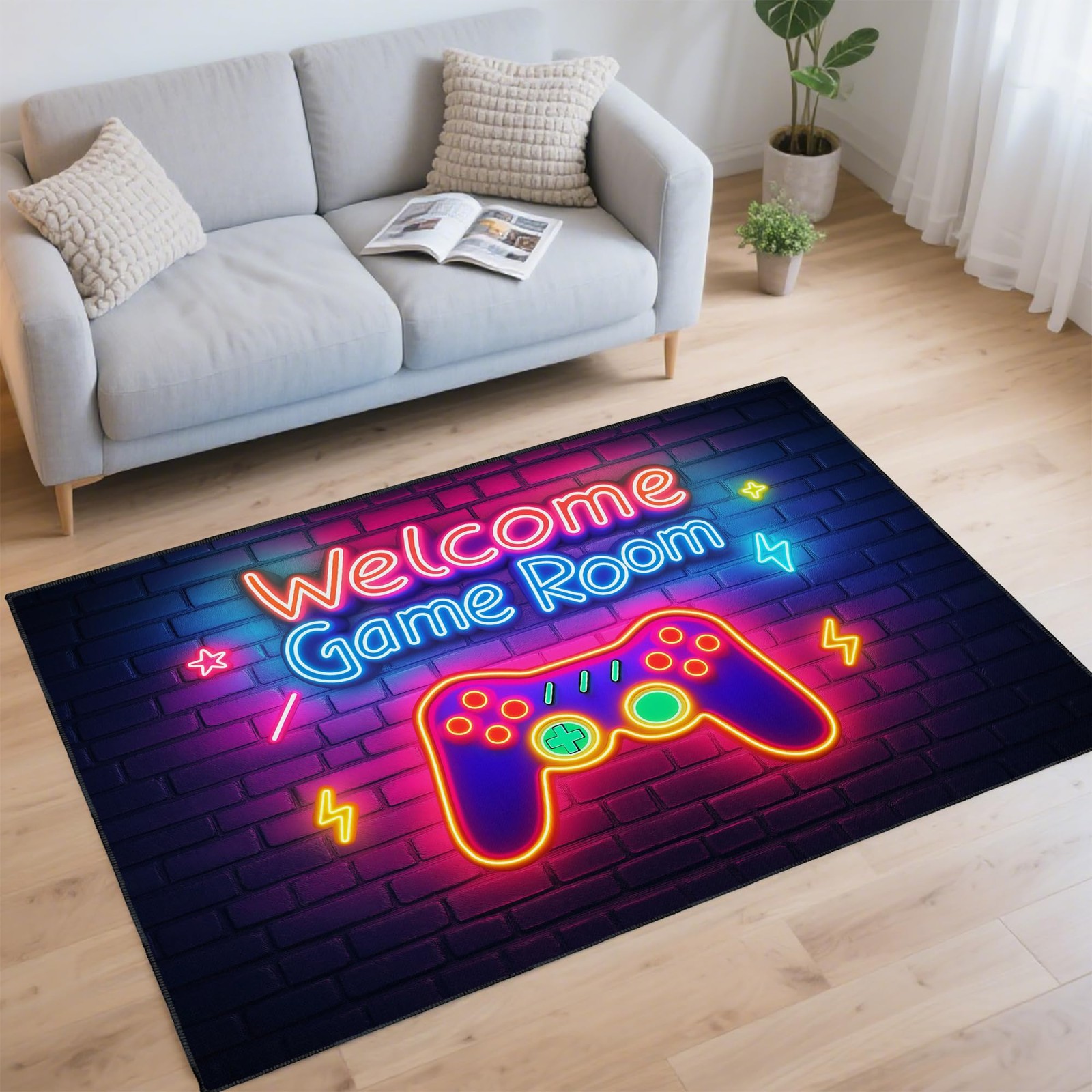 Gaming Rug Room Non-Slip Backing Game Room Carpet Bedroom Decor 3×5 Ft
