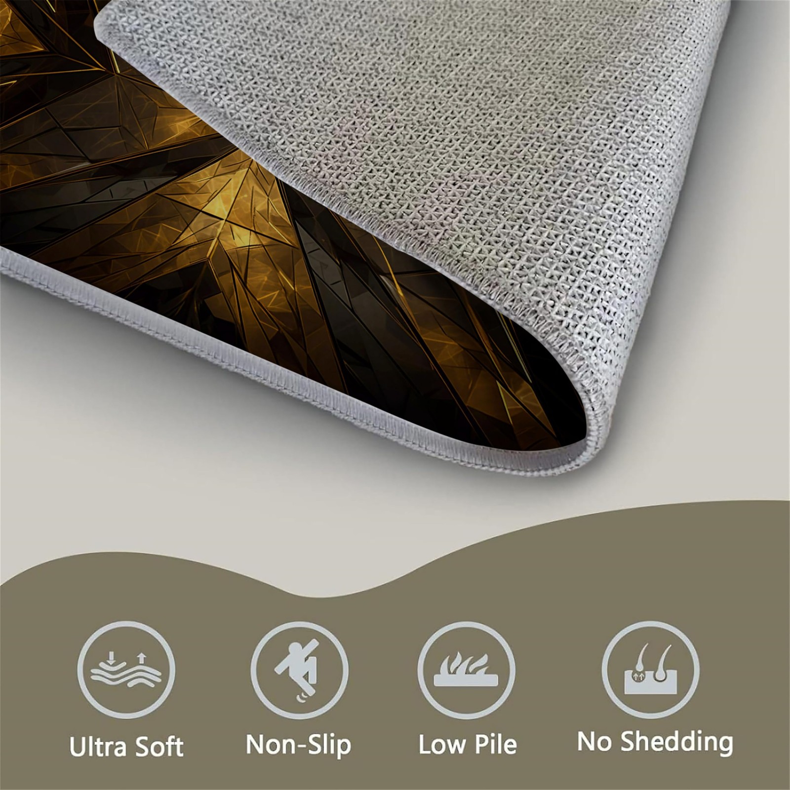 Modern Abstract Rug, Soft Non-Shedding Washable Rug, Gilt Dimensional Folded …