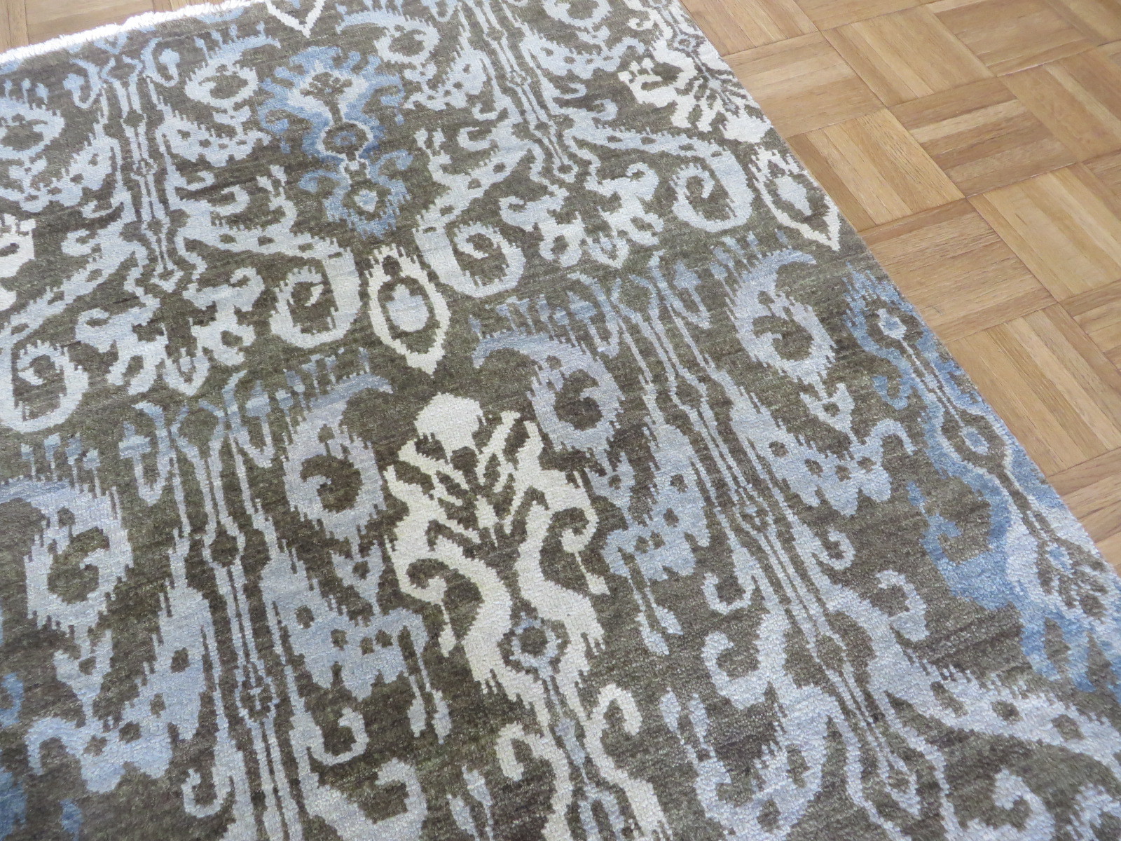 6 X 9’3 Hand Knotted Chocolate Brown Ikat Peshawar Oriental Rug G5213