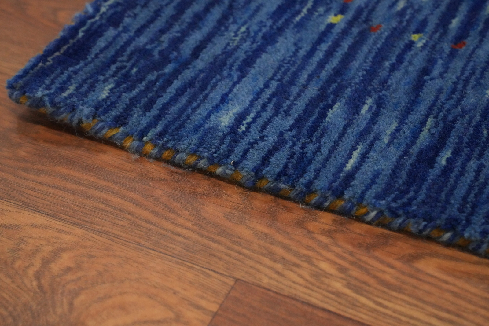 Oriental Gabbeh Indian Square Rug 5×5 ft Blue Handmade Wool