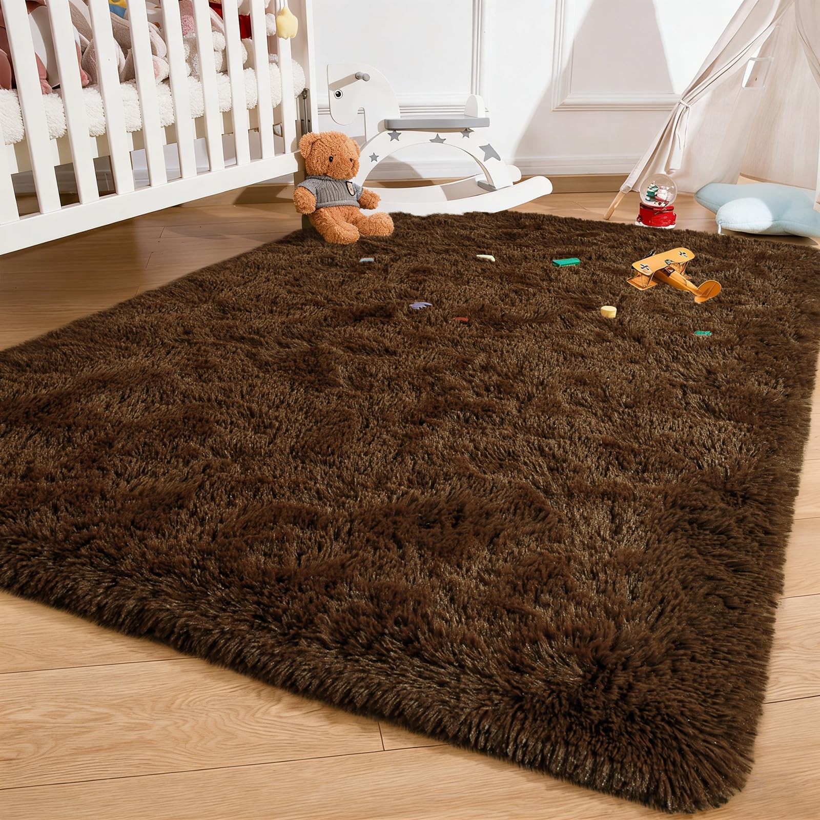Andecor Soft Fluffy Bedroom Rugs, 3 x 5 Feet Indoor Shaggy Plush Area Rug for…