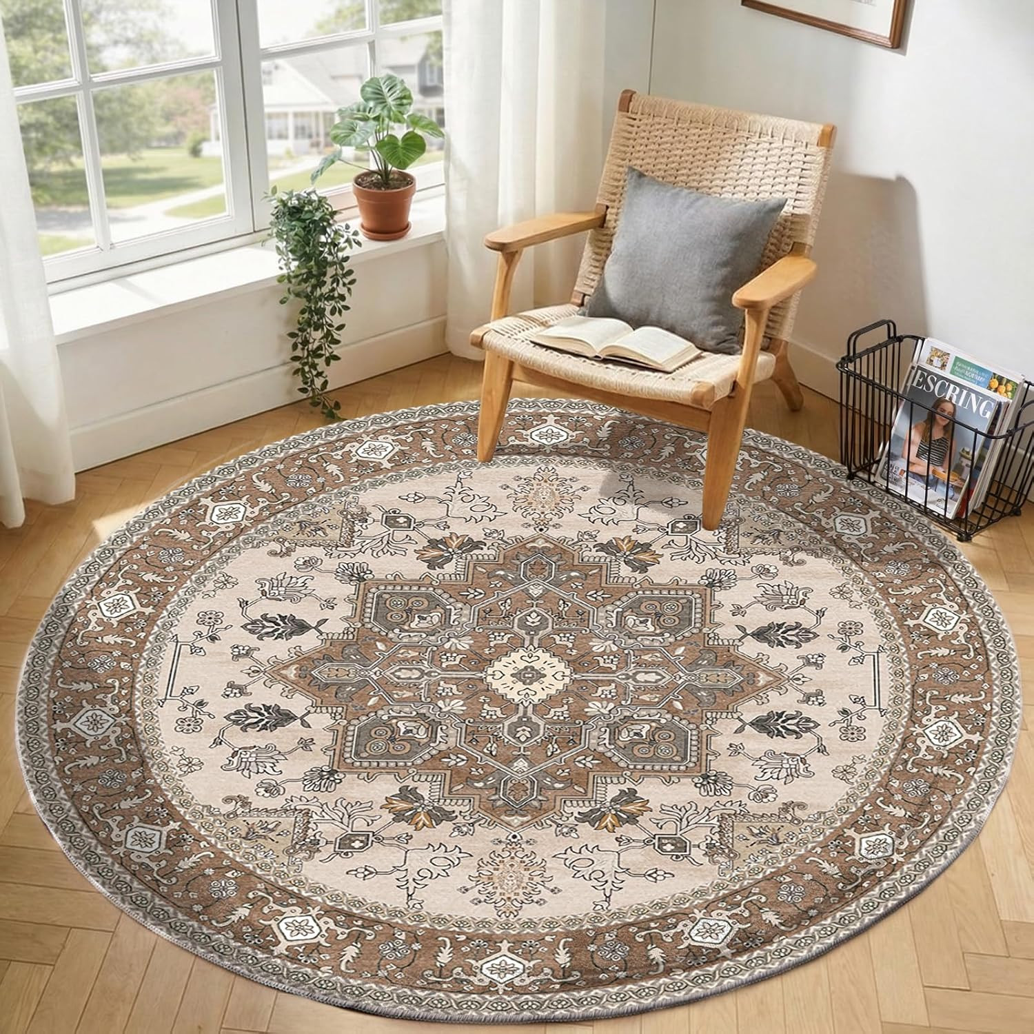 Soft Area Rugs 5X7, 5X7 Washable Rug with Non Slip Backing, 5 X 7 Faux Cashmere