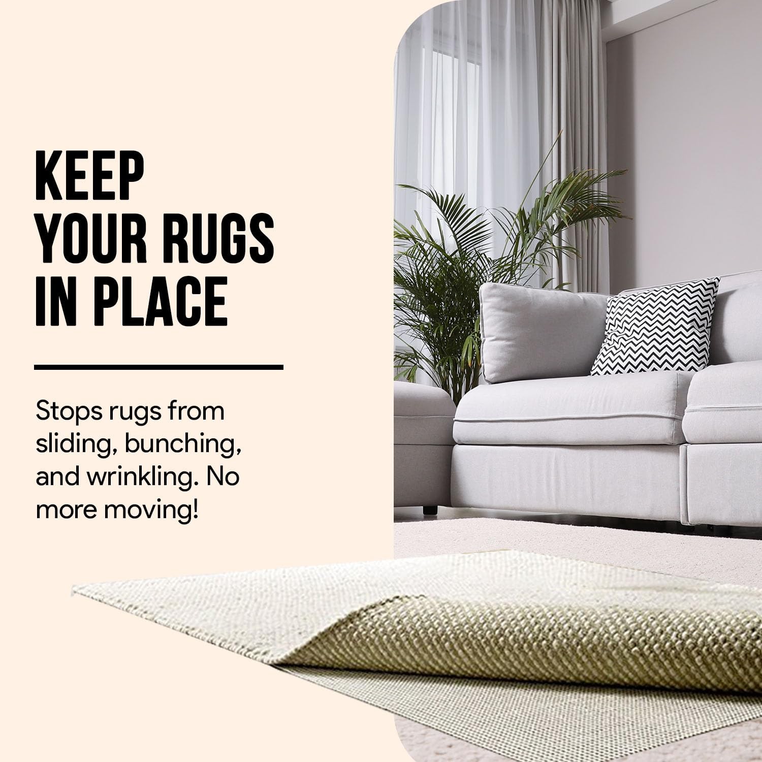 Non Slip Area Rug Gripper 4×6 Feet, 4′ x 6′ (Rectangular), Cream White