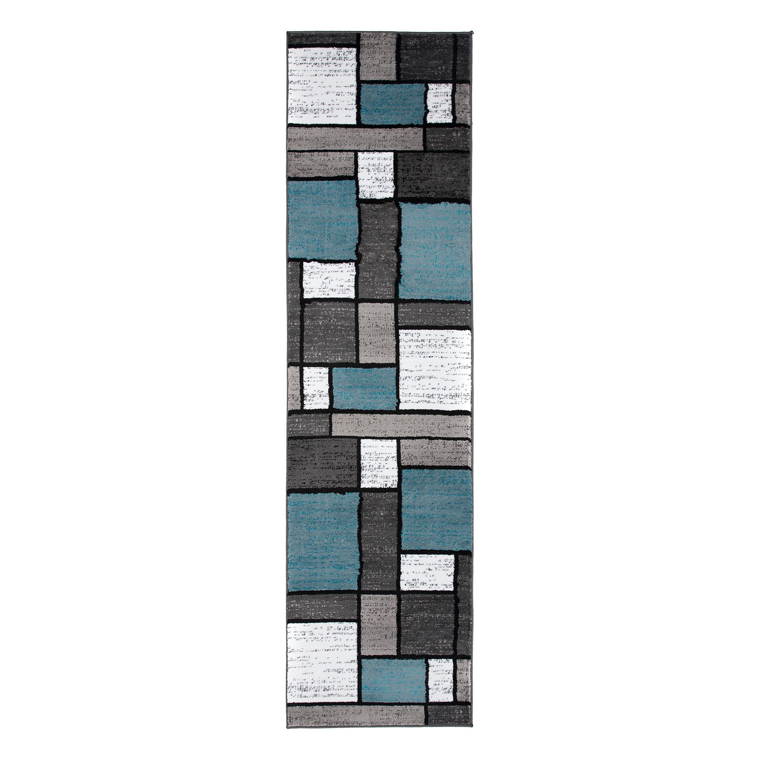 Rugshop Rugs Runner Modern Boxed Color Block Runner Rug for Hallway Rugs 2’7″x8′