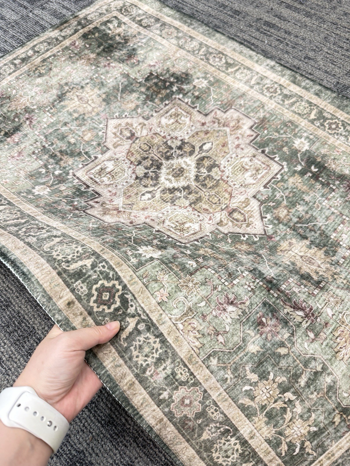 2×3 ft. Area Rug Green/Beige/Brown Non-Slip Washable