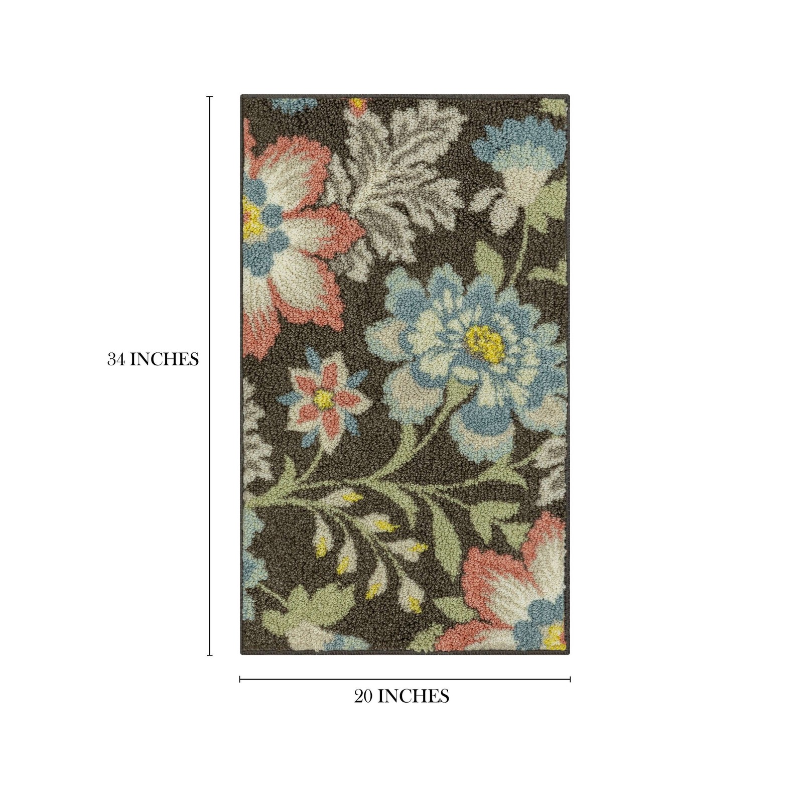 1’8″x2′, Farmhouse Oversized Floral Gray Multicolor Indoor Accent Rug