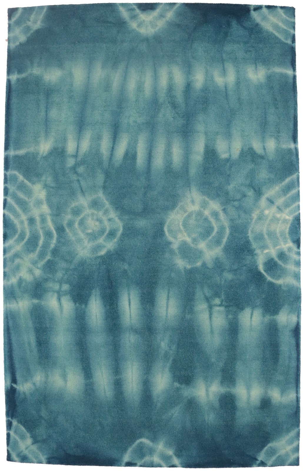 5×8 Hand-Tufted Teal Wool Rug Modern Tie-Dye Style Carpet Contemporary Decor
