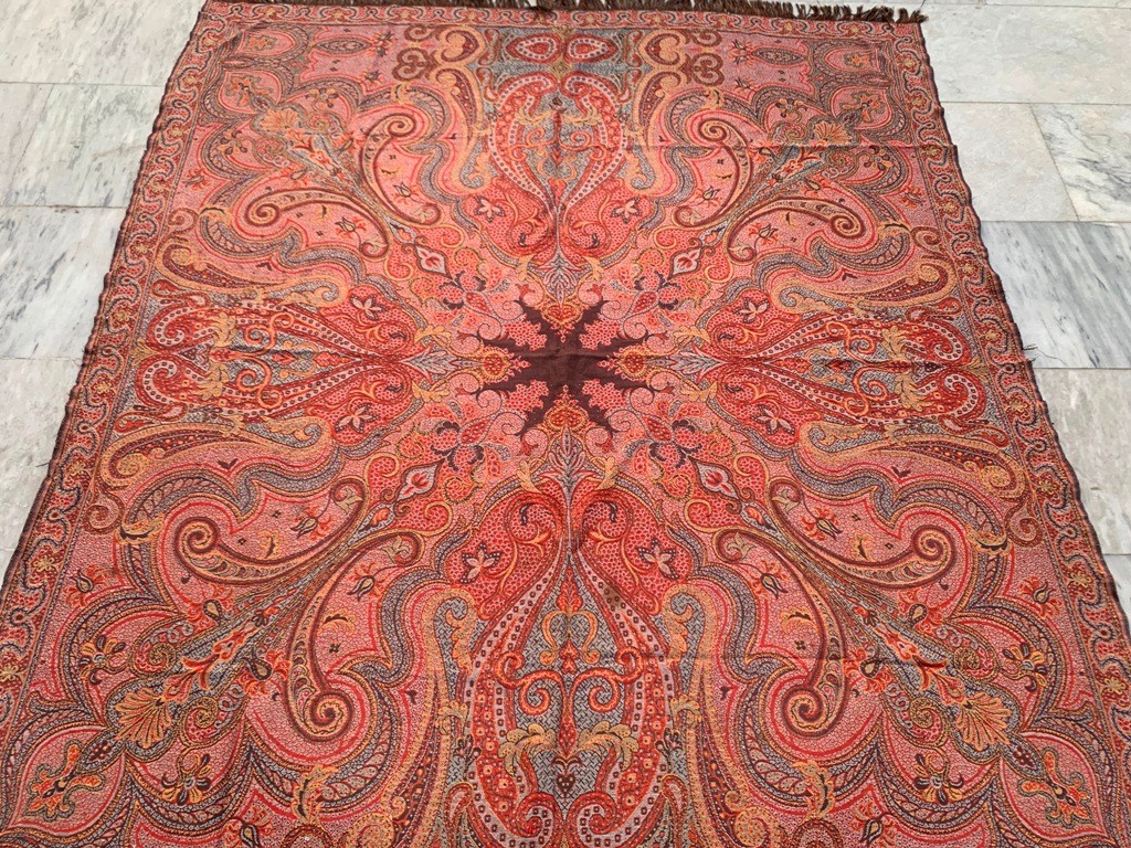 Vintage Paisley Shawl, 100 % Pure Woolen Scarf, Woolen shawl,Women Shawl 5×6 ft