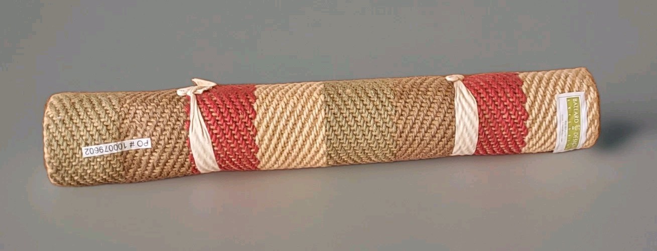 Ballard Designs 2×3 Rug Natural Jute Fiber, Beige, Green, Deep Red, New In Pkg