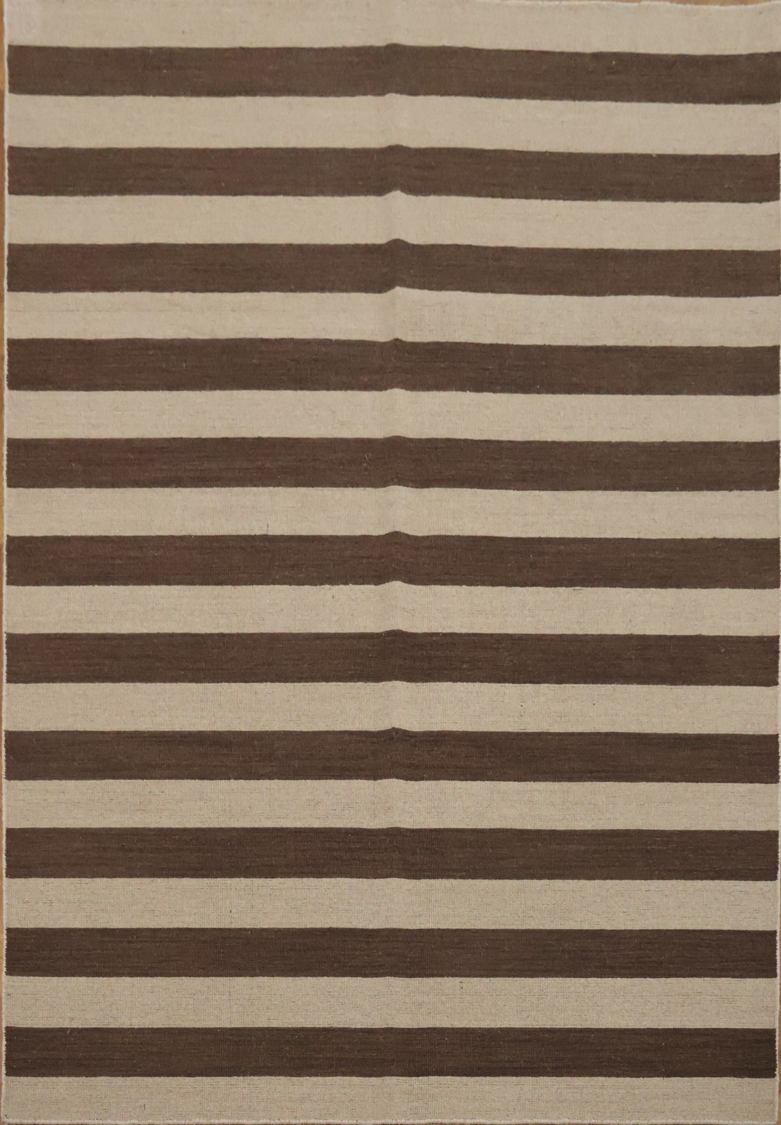 Sophisticated Brown/ Ivory Striped Area Rug Hand-knotted Wool for Any Space 6×8