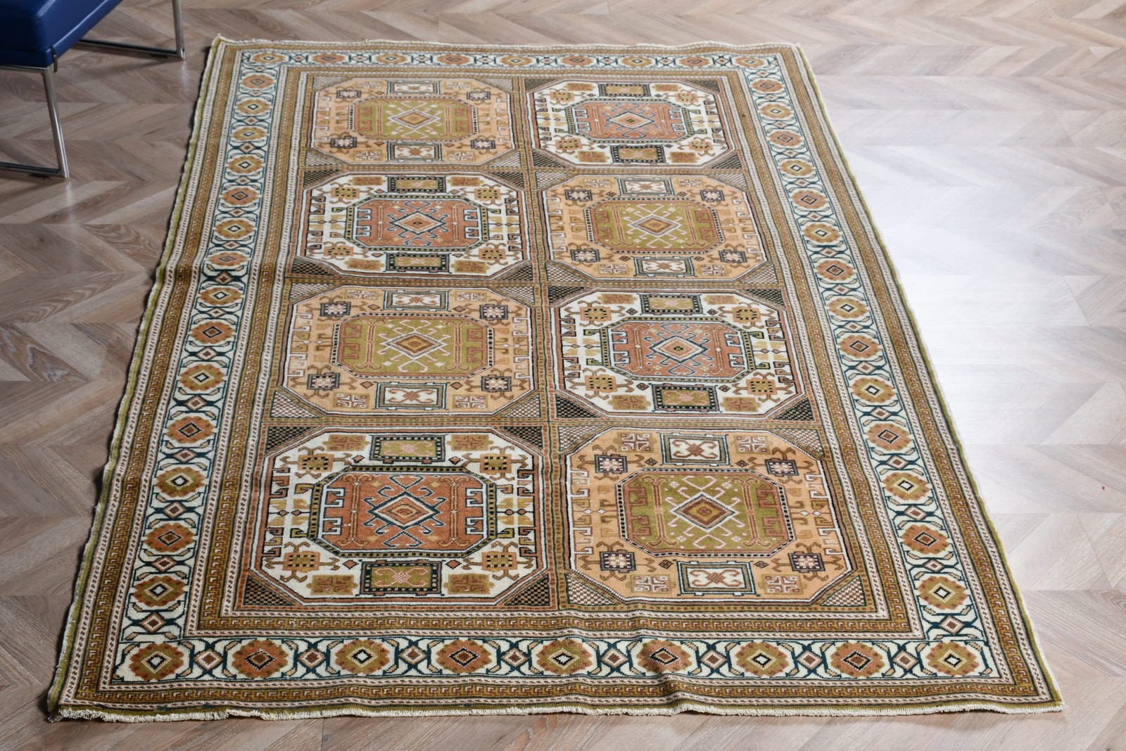 4,8×7,6 ft Turkish Rug, Rug, Brown Ikat Rug Wool