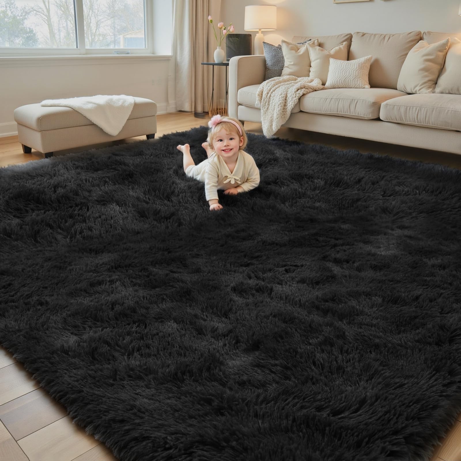 Rugs for Living Room 5×8, Alfombras para Salas Shag Large Plush Soft Area Rug…