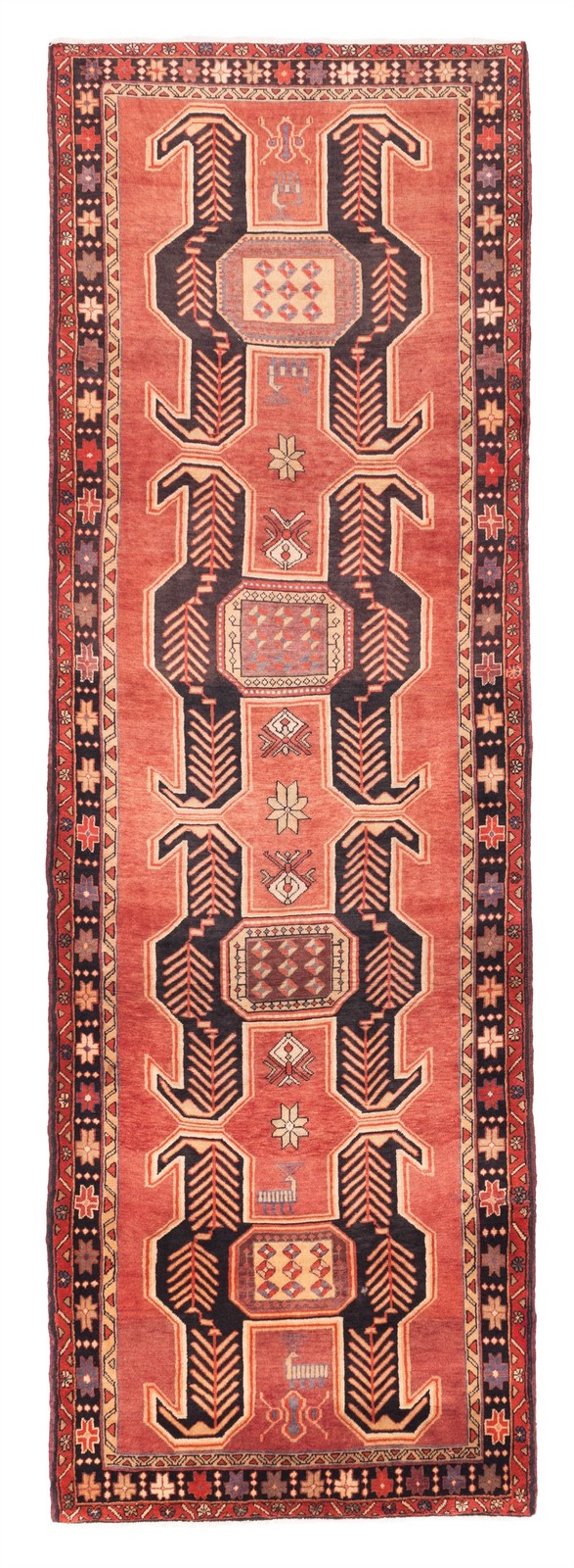 3’11” x 12’2″ Vintage Hand-knotted Runner Rug Traditional Oriental Wool Carpet